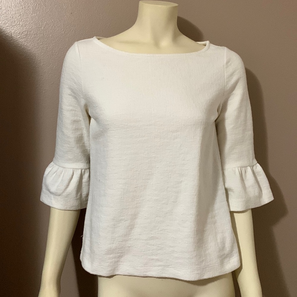 Banana Republic Cream Short Sleeve Peplum Top XS